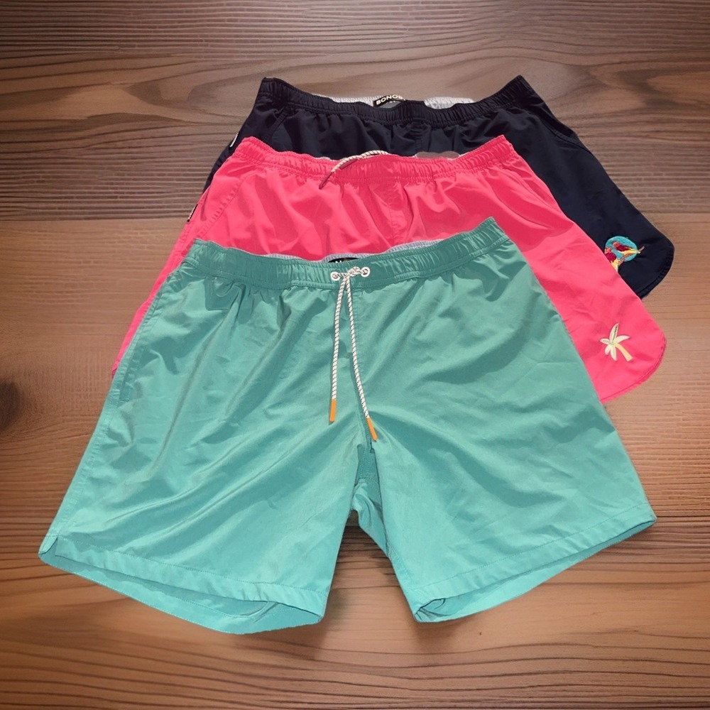 Bonobos Swim Shorts Trunks Men's Large 7" Inseam Lot Of 3 Blue Green Pink 3 Pair